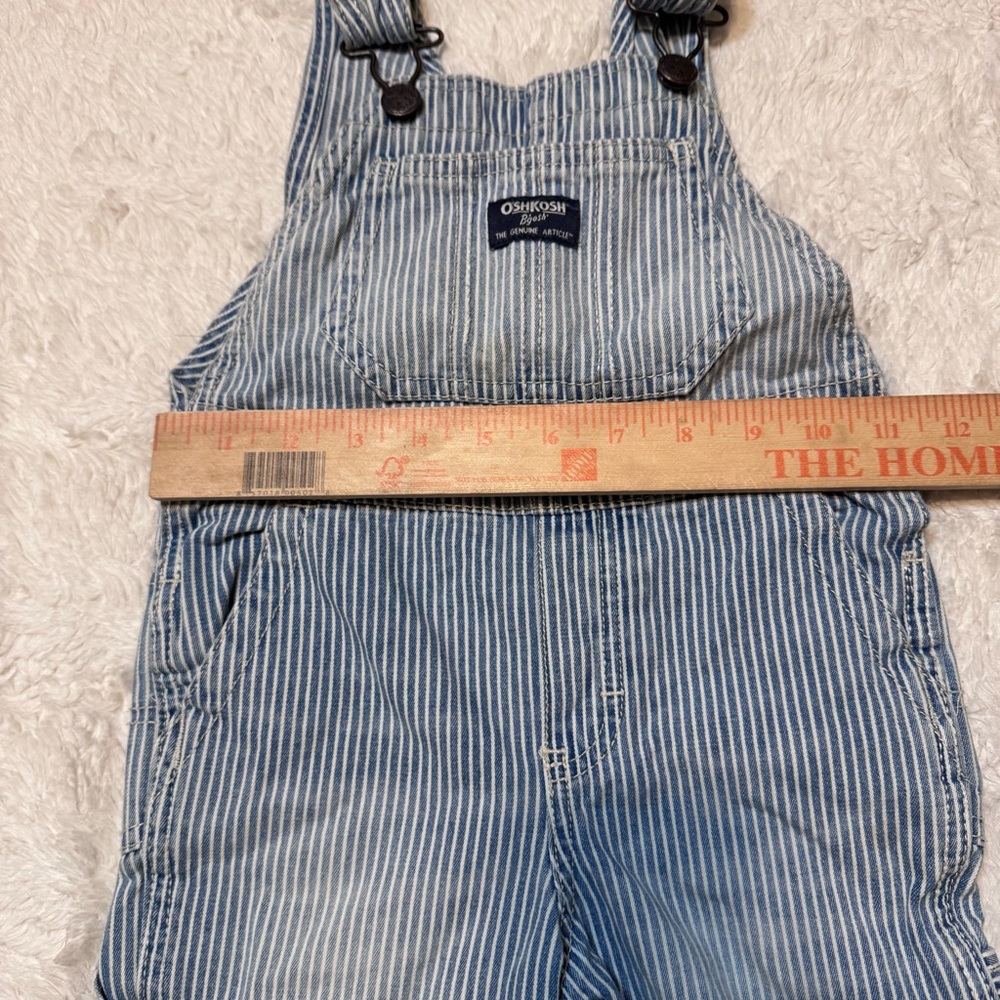 Vintage OshKosh B’Gosh Blue & White Pinstripe Overalls | Size 2T | Made in USA - Picture 3 of 6